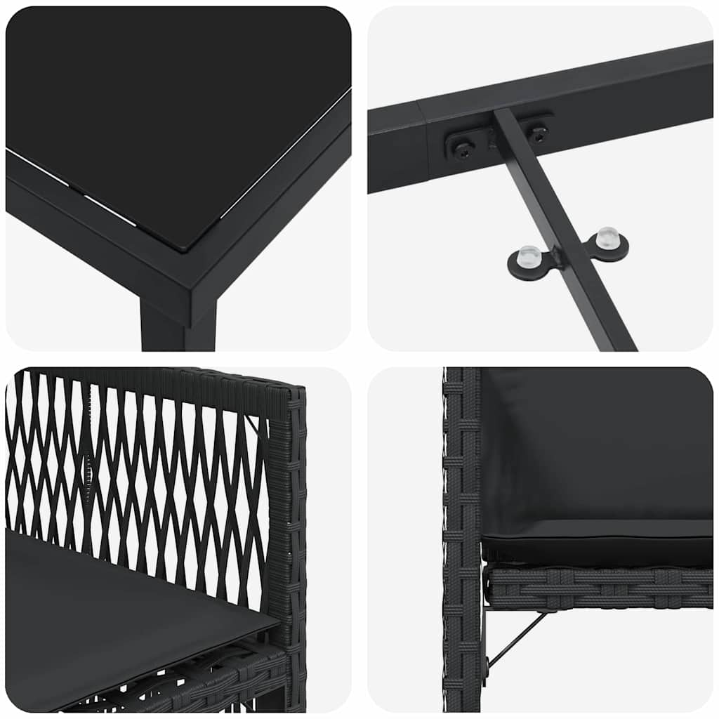 Tuin eettafelset 5 pcs Zwart poly rattan is nu te koop bij PeponiXL, paradijselijk wonen!