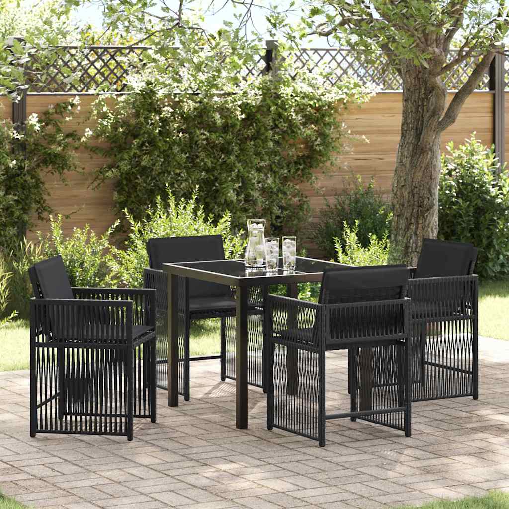 Tuin eettafelset 5 pcs Zwart poly rattan is nu te koop bij PeponiXL, paradijselijk wonen!