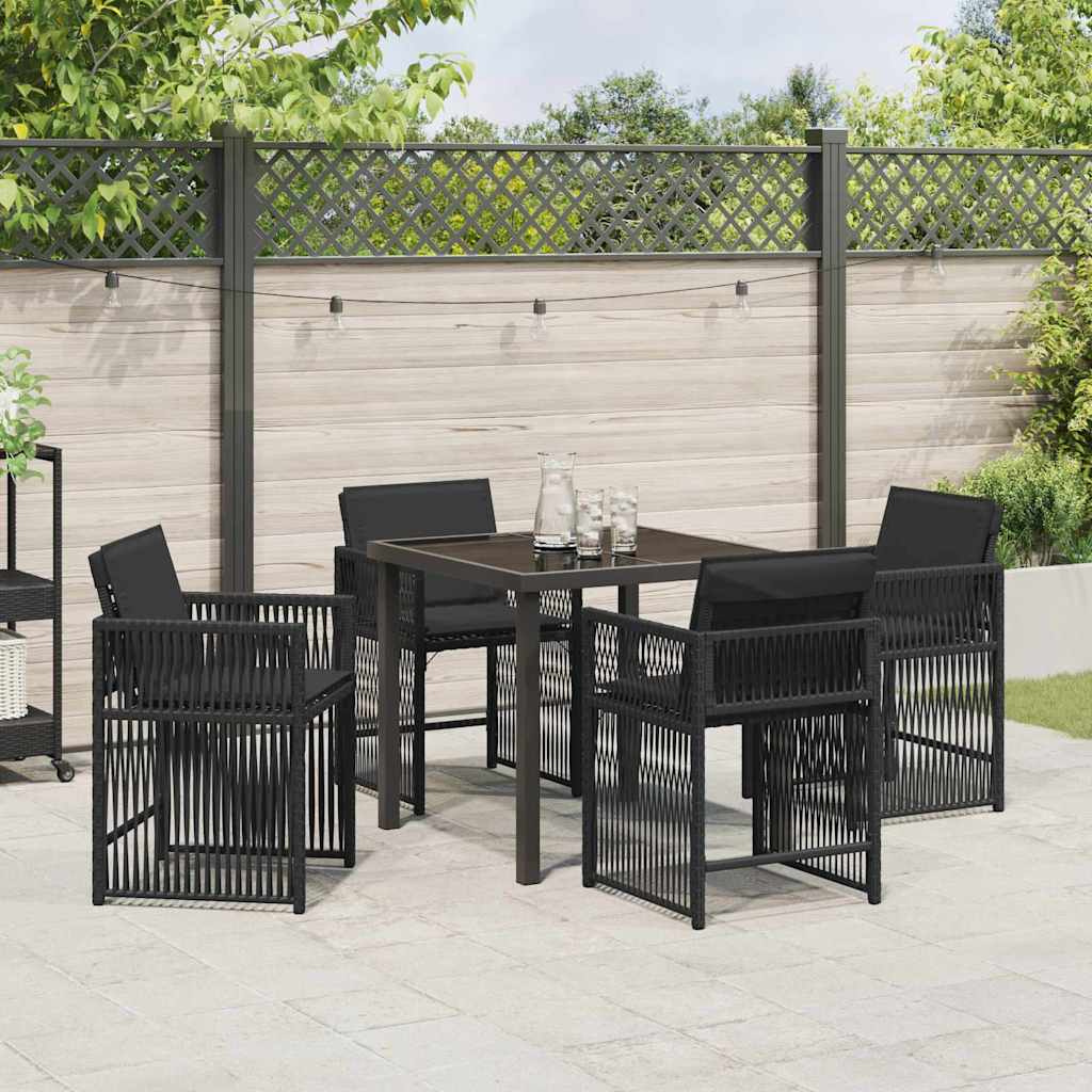 Tuin eettafelset 5 pcs Zwart poly rattan is nu te koop bij PeponiXL, paradijselijk wonen!