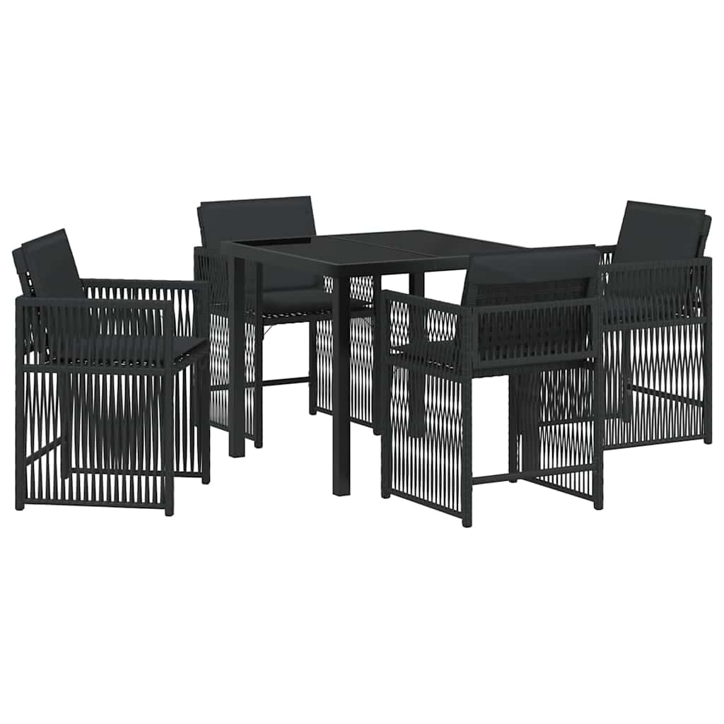 Tuin eettafelset 5 pcs Zwart poly rattan is nu te koop bij PeponiXL, paradijselijk wonen!