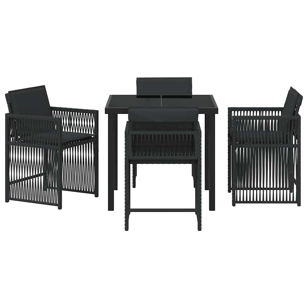 Tuin eettafelset 5 pcs Zwart poly rattan is nu te koop bij PeponiXL, paradijselijk wonen!