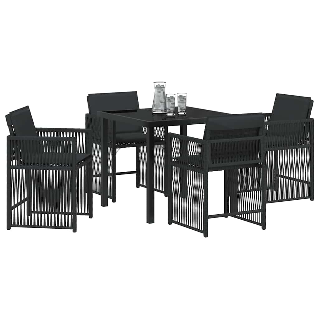 Tuin eettafelset 5 pcs Zwart poly rattan is nu te koop bij PeponiXL, paradijselijk wonen!