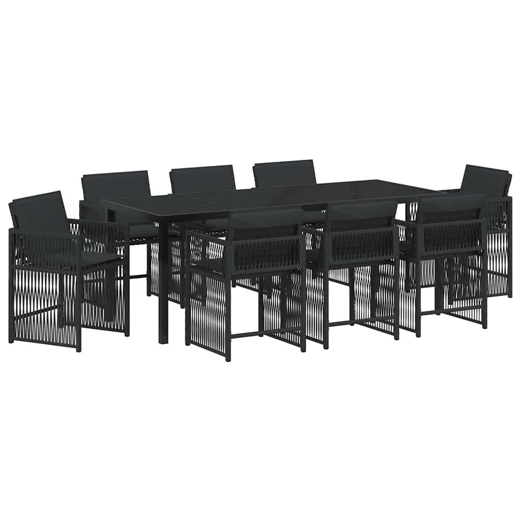 Tuin eettafelset 9 pcs Zwart poly rattan is nu te koop bij PeponiXL, paradijselijk wonen!