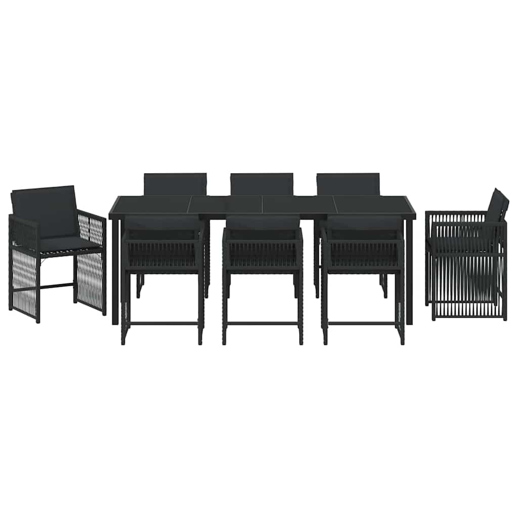 Tuin eettafelset 9 pcs Zwart poly rattan is nu te koop bij PeponiXL, paradijselijk wonen!