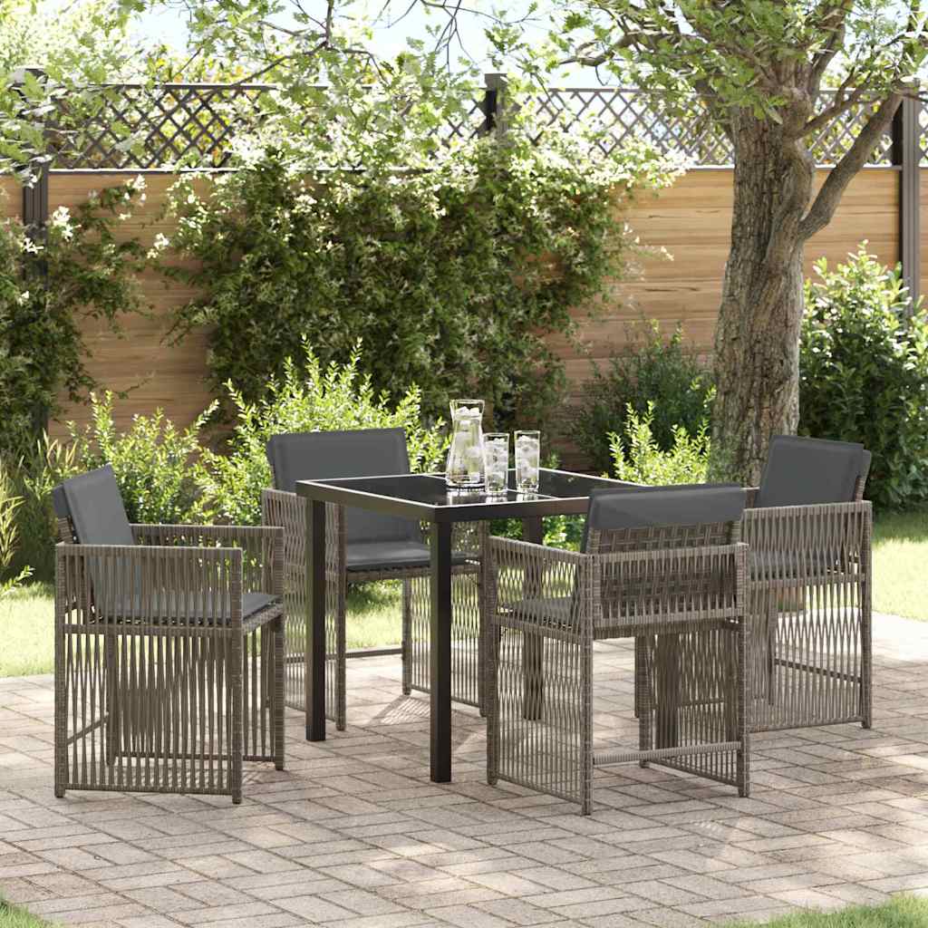Tuin eettafelset 5 pcs Grijs poly rattan is nu te koop bij PeponiXL, paradijselijk wonen!