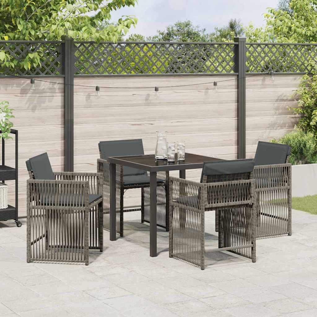 Tuin eettafelset 5 pcs Grijs poly rattan is nu te koop bij PeponiXL, paradijselijk wonen!