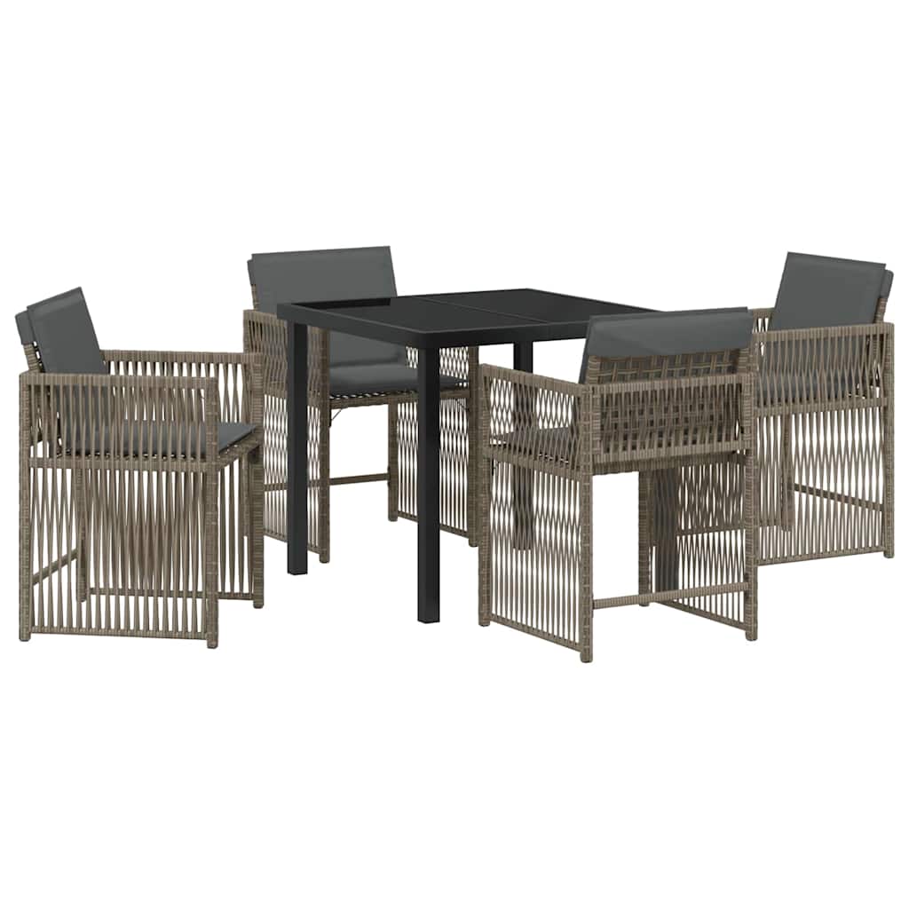 Tuin eettafelset 5 pcs Grijs poly rattan is nu te koop bij PeponiXL, paradijselijk wonen!