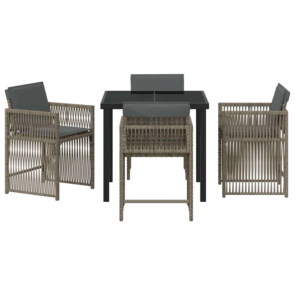 Tuin eettafelset 5 pcs Grijs poly rattan is nu te koop bij PeponiXL, paradijselijk wonen!