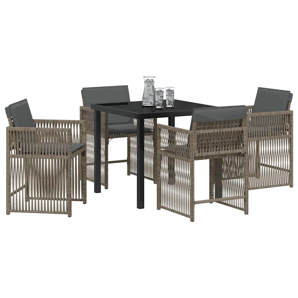 Tuin eettafelset 5 pcs Grijs poly rattan is nu te koop bij PeponiXL, paradijselijk wonen!