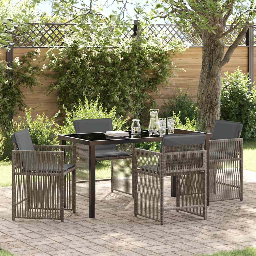 Tuin eettafelset 5 pcs Grijs poly rattan is nu te koop bij PeponiXL, paradijselijk wonen!