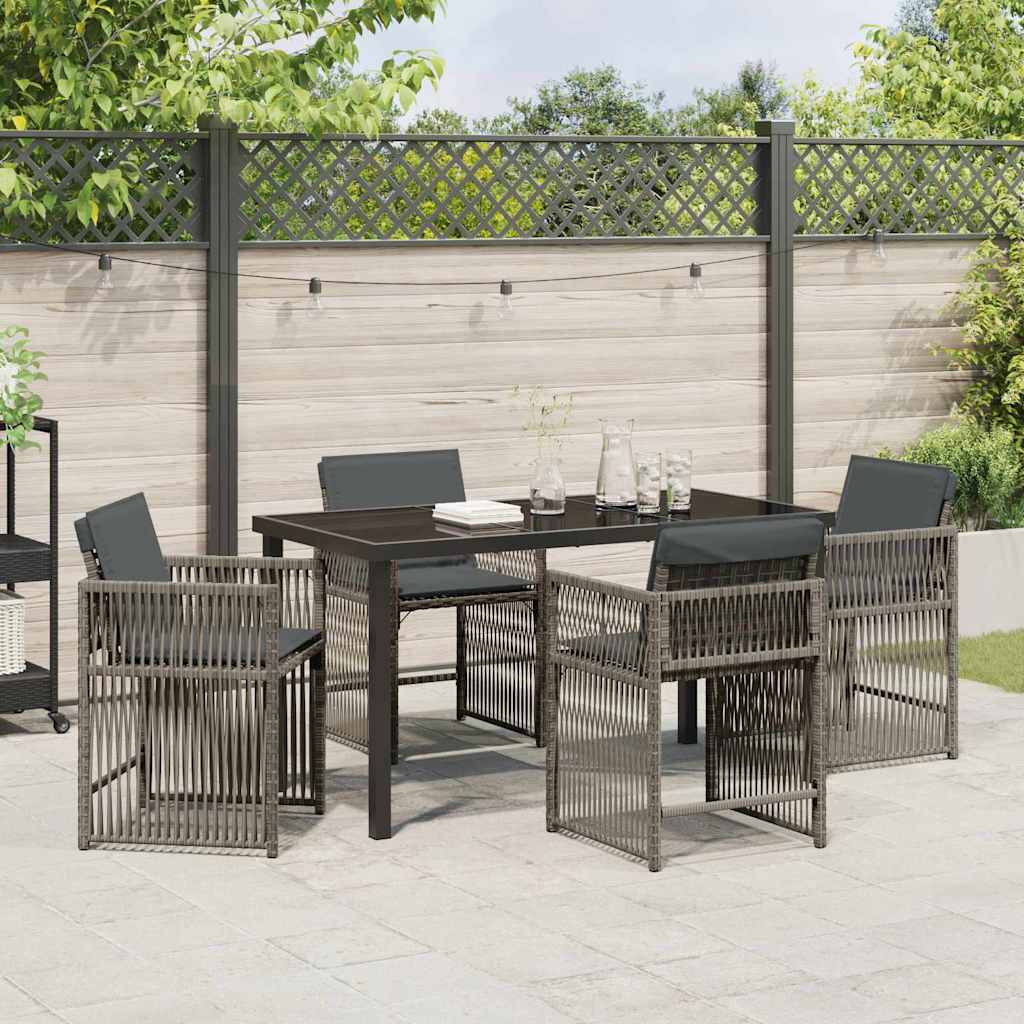 Tuin eettafelset 5 pcs Grijs poly rattan is nu te koop bij PeponiXL, paradijselijk wonen!