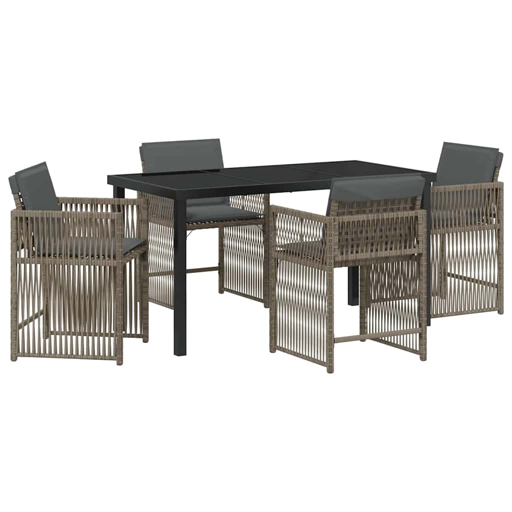 Tuin eettafelset 5 pcs Grijs poly rattan is nu te koop bij PeponiXL, paradijselijk wonen!