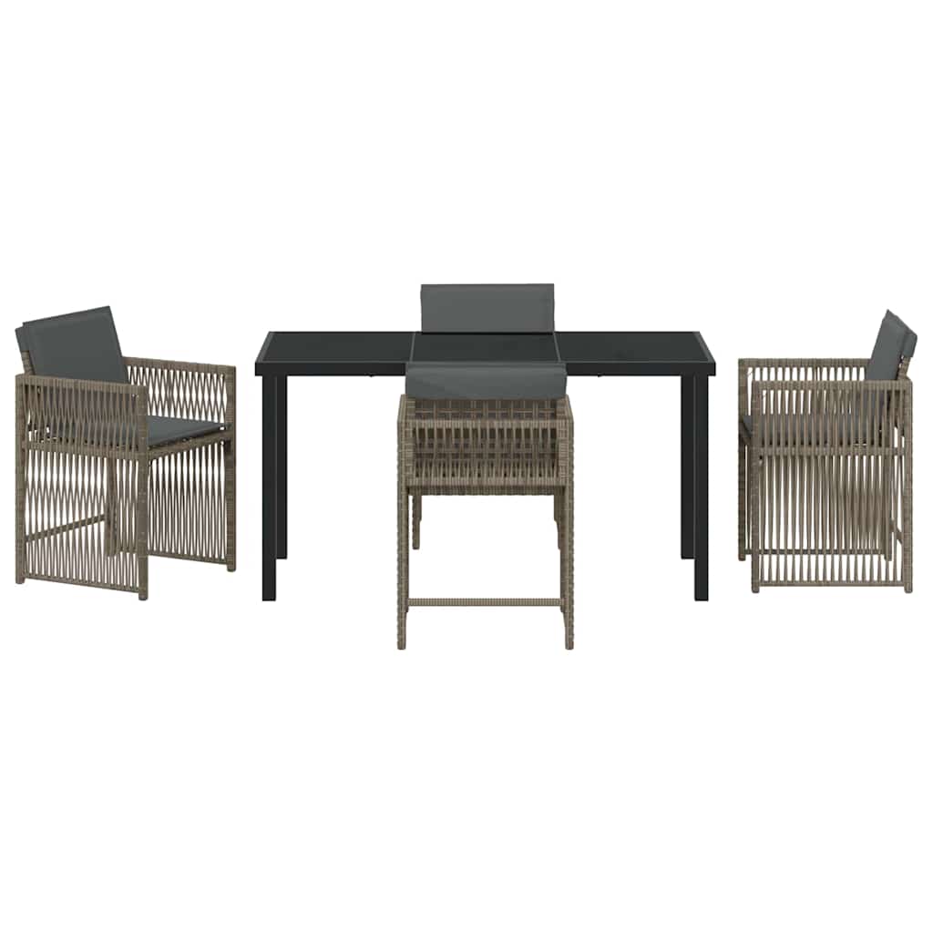 Tuin eettafelset 5 pcs Grijs poly rattan is nu te koop bij PeponiXL, paradijselijk wonen!