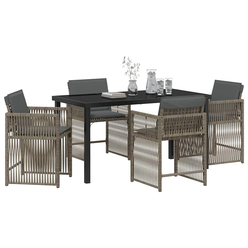 Tuin eettafelset 5 pcs Grijs poly rattan is nu te koop bij PeponiXL, paradijselijk wonen!