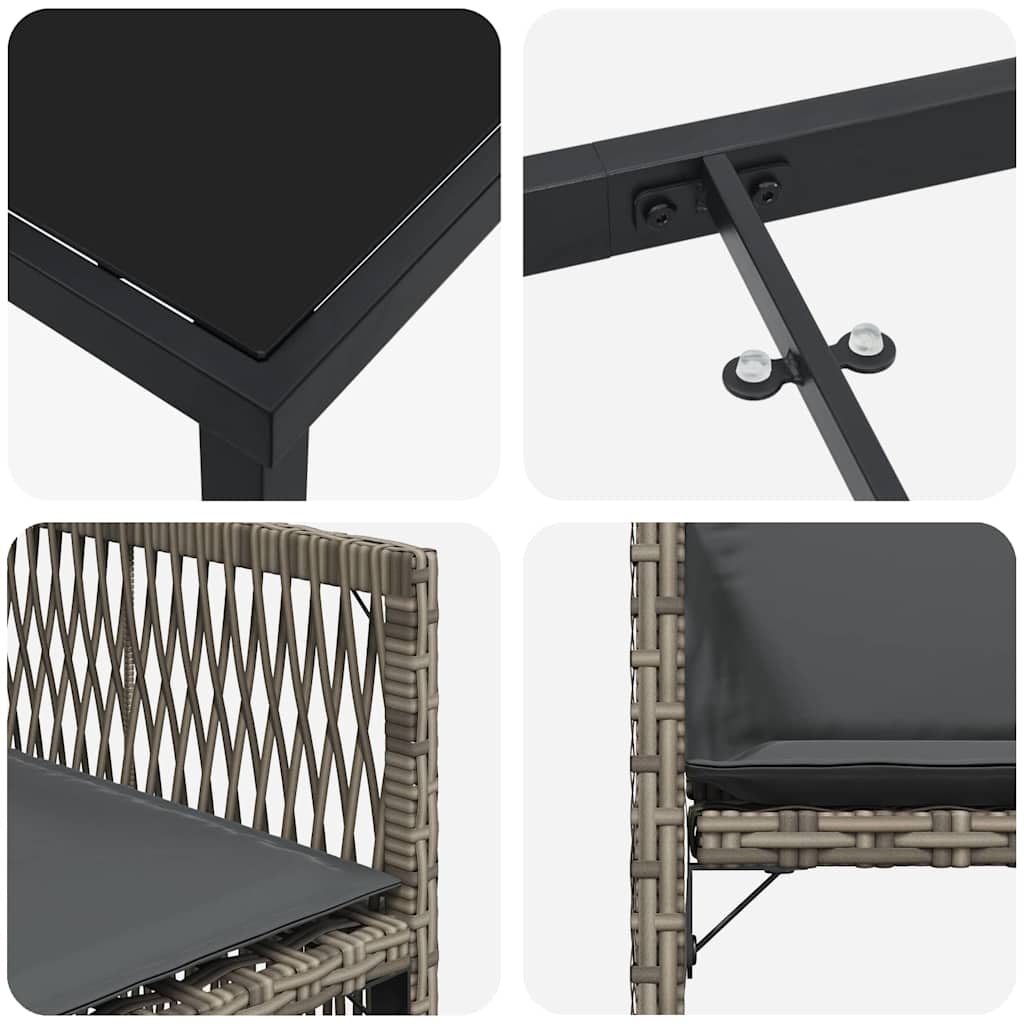 Tuin eettafelset 5 pcs Grijs poly rattan is nu te koop bij PeponiXL, paradijselijk wonen!