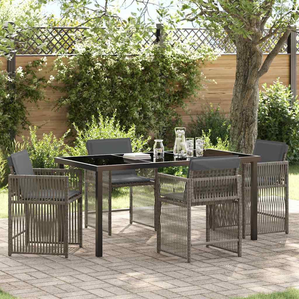 Tuin eettafelset 5 pcs Grijs poly rattan is nu te koop bij PeponiXL, paradijselijk wonen!
