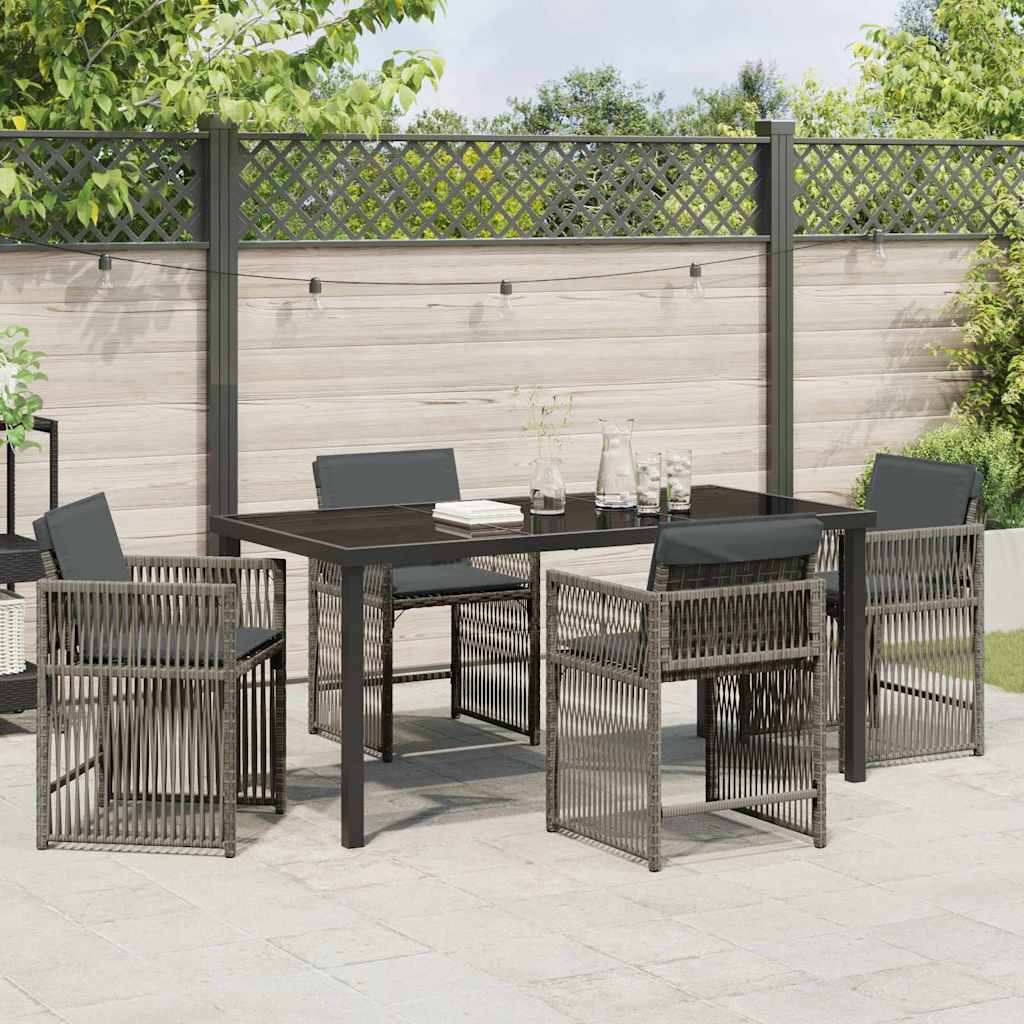 Tuin eettafelset 5 pcs Grijs poly rattan is nu te koop bij PeponiXL, paradijselijk wonen!