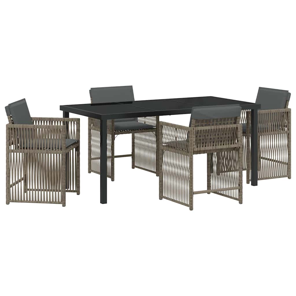 Tuin eettafelset 5 pcs Grijs poly rattan is nu te koop bij PeponiXL, paradijselijk wonen!