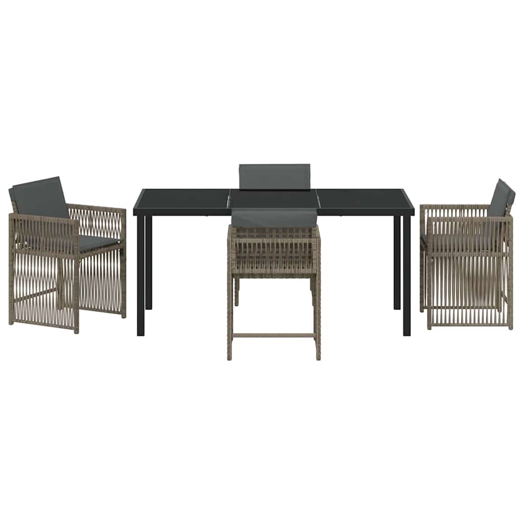 Tuin eettafelset 5 pcs Grijs poly rattan is nu te koop bij PeponiXL, paradijselijk wonen!
