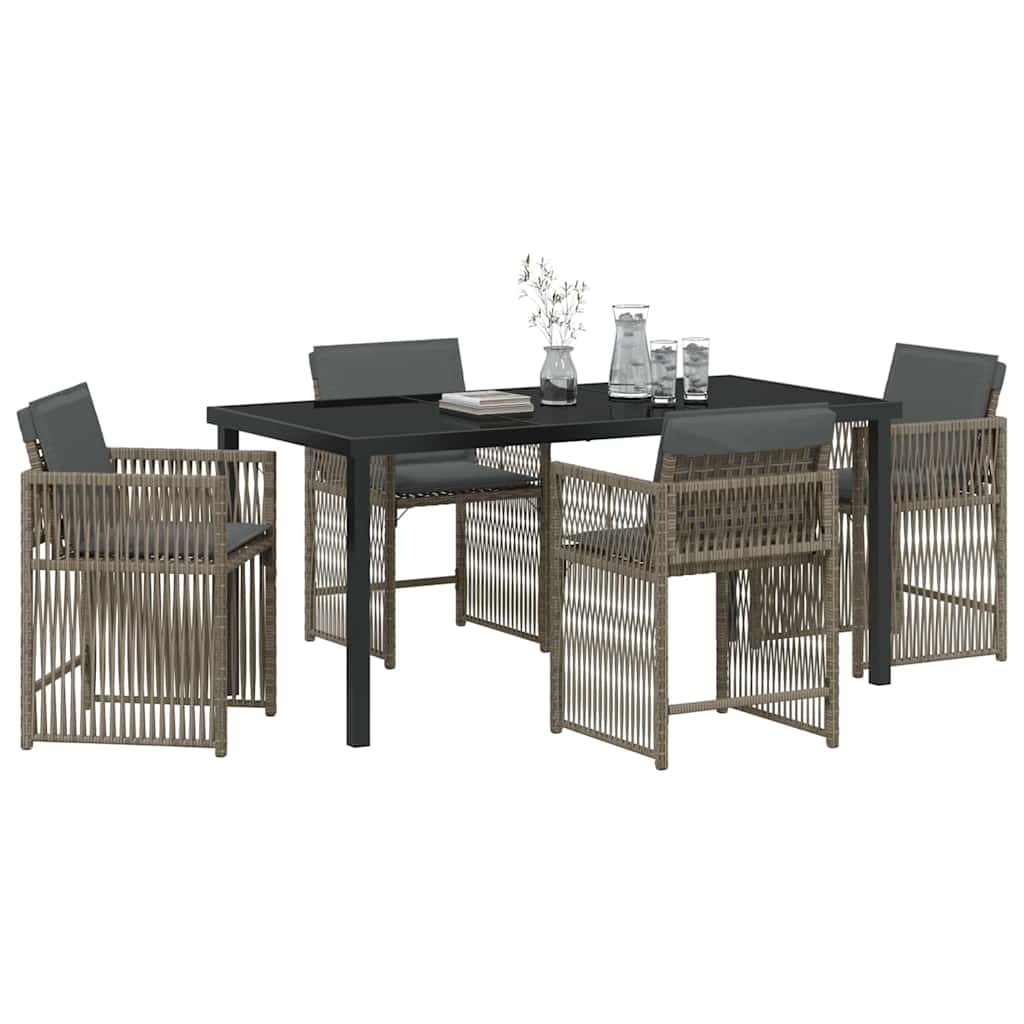 Tuin eettafelset 5 pcs Grijs poly rattan is nu te koop bij PeponiXL, paradijselijk wonen!