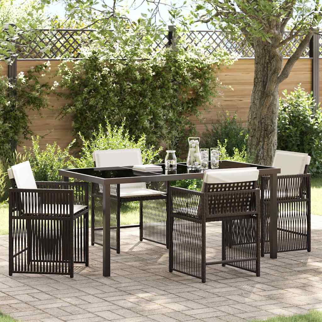 Tuin eettafelset 5 pcs Bruin poly rattan is nu te koop bij PeponiXL, paradijselijk wonen!