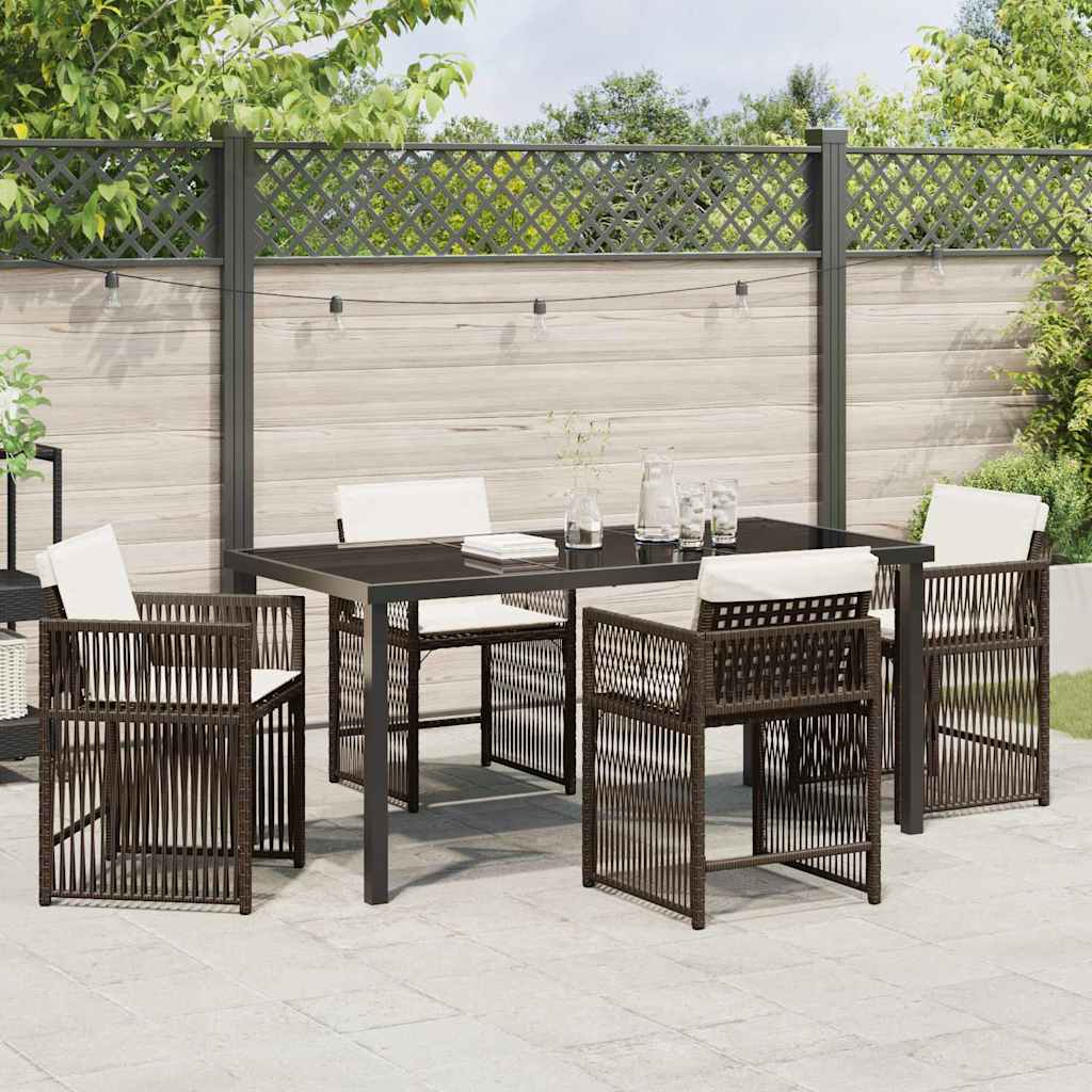 Tuin eettafelset 5 pcs Bruin poly rattan is nu te koop bij PeponiXL, paradijselijk wonen!