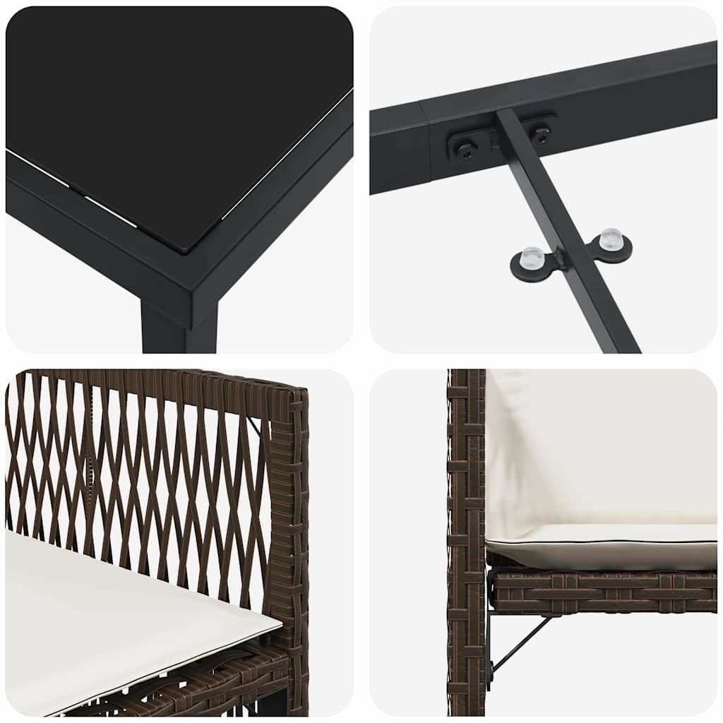 Tuin eettafelset 9 pcs Bruin poly rattan is nu te koop bij PeponiXL, paradijselijk wonen!