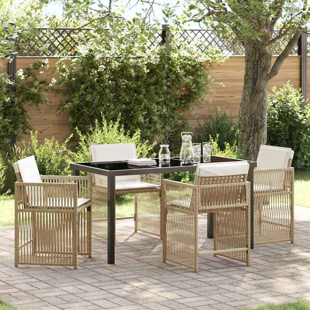 Tuin eettafelset 5 pcs Beige poly rattan is nu te koop bij PeponiXL, paradijselijk wonen!