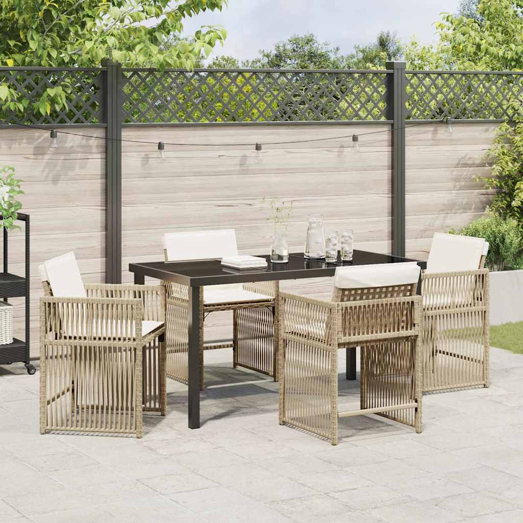 Tuin eettafelset 5 pcs Beige poly rattan is nu te koop bij PeponiXL, paradijselijk wonen!