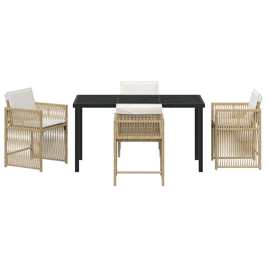 Tuin eettafelset 5 pcs Beige poly rattan is nu te koop bij PeponiXL, paradijselijk wonen!