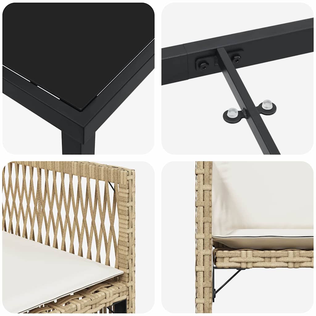Tuin eettafelset 5 pcs Beige poly rattan is nu te koop bij PeponiXL, paradijselijk wonen!