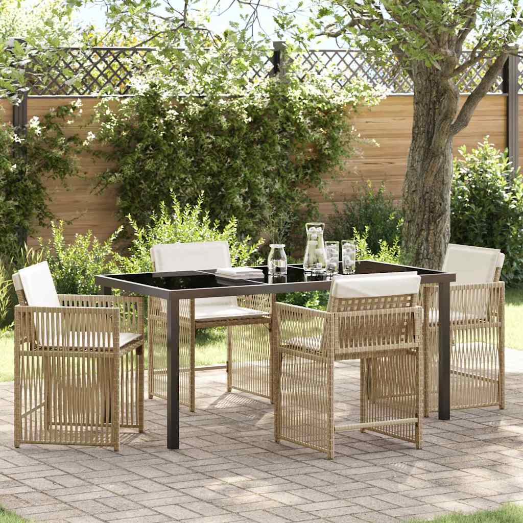 Tuin eettafelset 5 pcs Beige poly rattan is nu te koop bij PeponiXL, paradijselijk wonen!