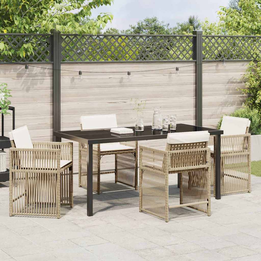 Tuin eettafelset 5 pcs Beige poly rattan is nu te koop bij PeponiXL, paradijselijk wonen!