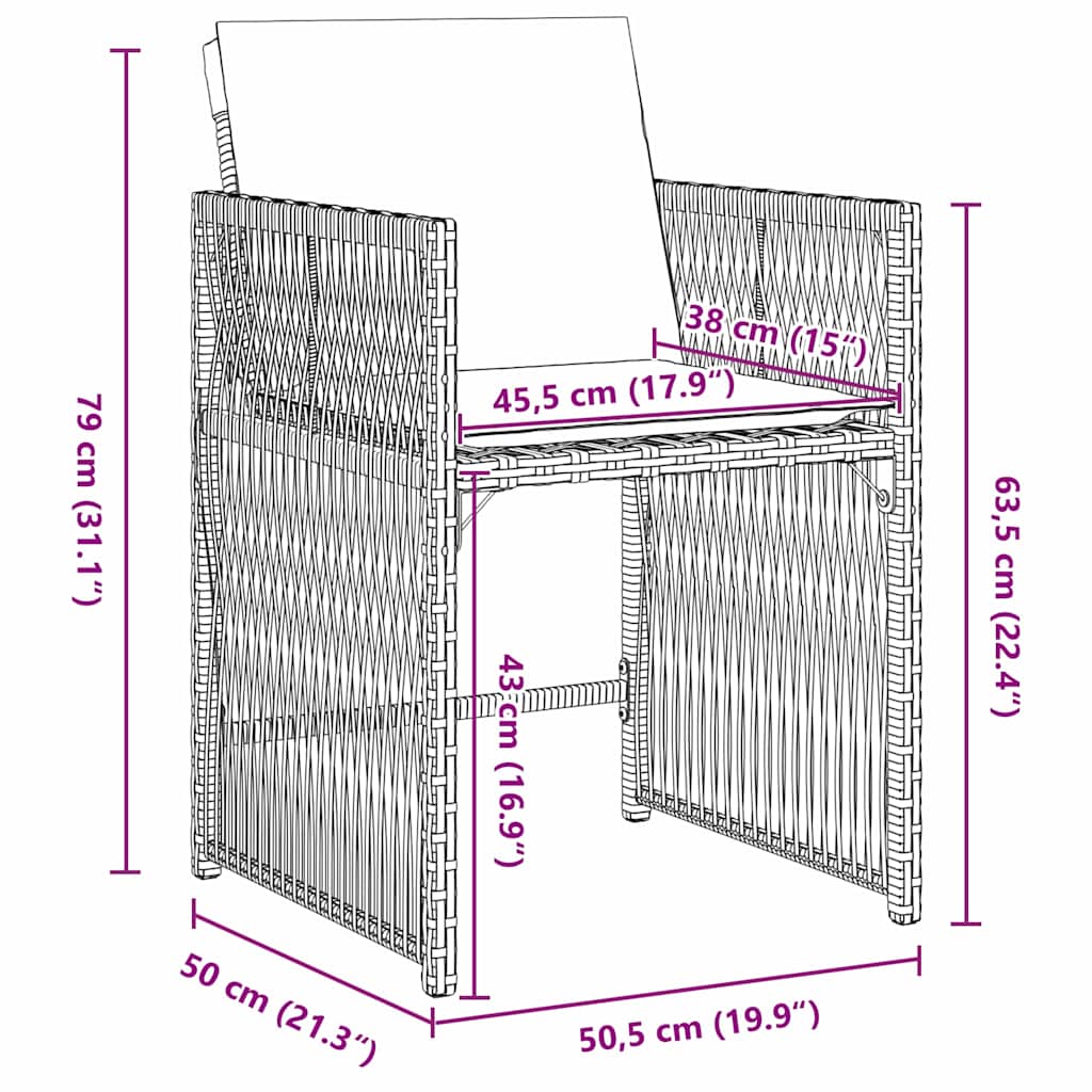 Tuin eettafelset 9 pcs Beige poly rattan is nu te koop bij PeponiXL, paradijselijk wonen!
