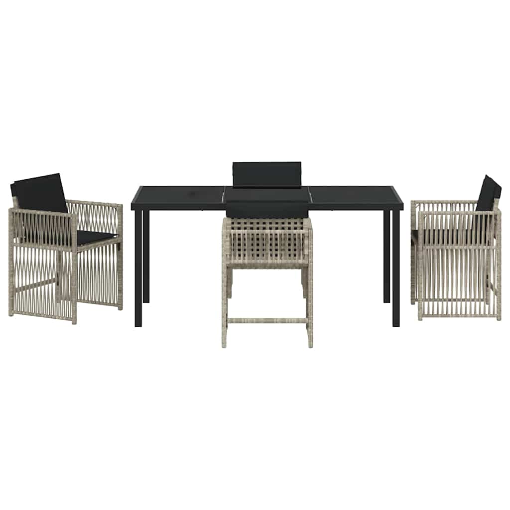 Tuin eettafelset 5 pcs Lichtgrijs poly rattan is nu te koop bij PeponiXL, paradijselijk wonen!