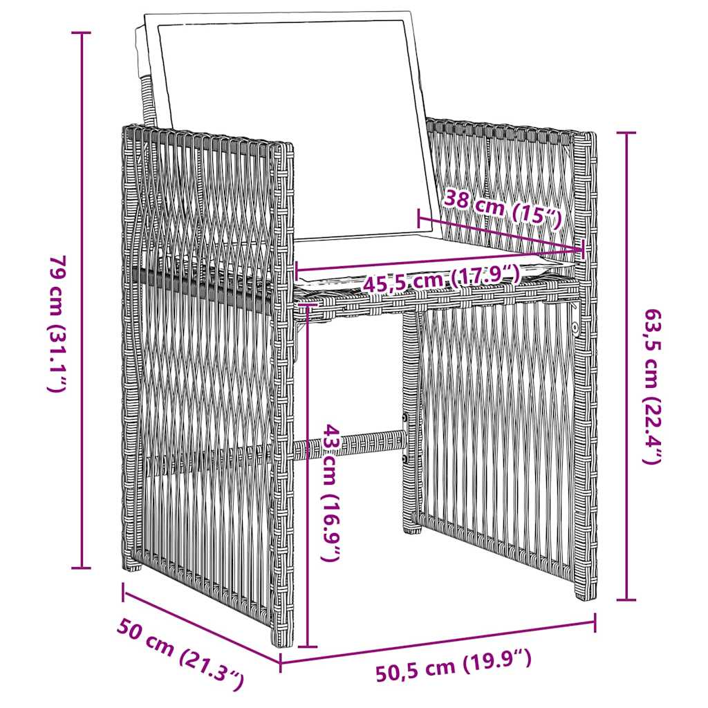 Tuin eettafelset 5 pcs Lichtgrijs poly rattan is nu te koop bij PeponiXL, paradijselijk wonen!