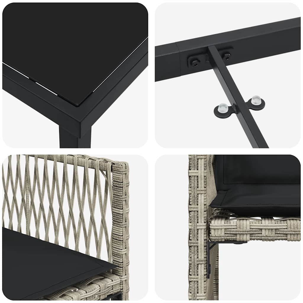 Tuin eettafelset 9 pcs Lichtgrijs poly rattan is nu te koop bij PeponiXL, paradijselijk wonen!