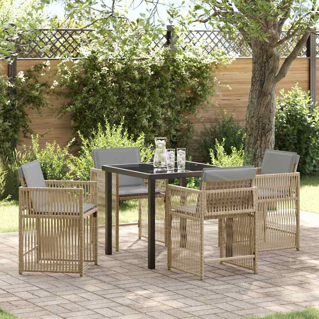 Tuin eettafelset 5 pcs Beige poly rattan is nu te koop bij PeponiXL, paradijselijk wonen!