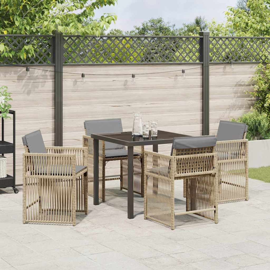 Tuin eettafelset 5 pcs Beige poly rattan is nu te koop bij PeponiXL, paradijselijk wonen!