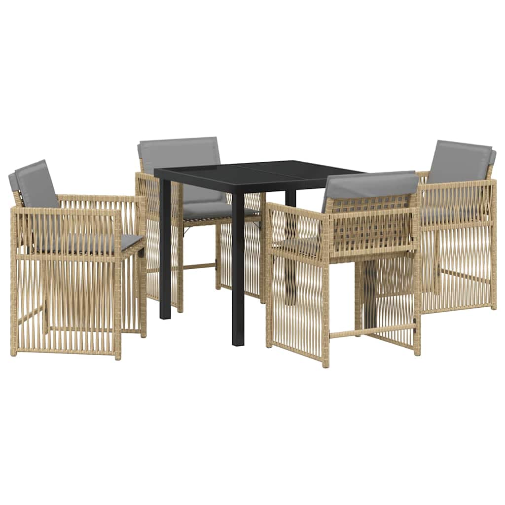 Tuin eettafelset 5 pcs Beige poly rattan is nu te koop bij PeponiXL, paradijselijk wonen!