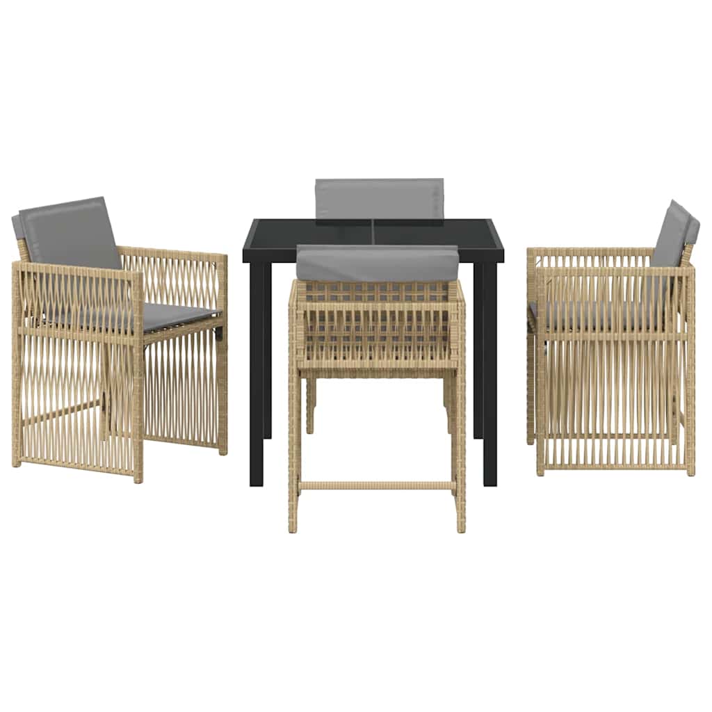 Tuin eettafelset 5 pcs Beige poly rattan is nu te koop bij PeponiXL, paradijselijk wonen!