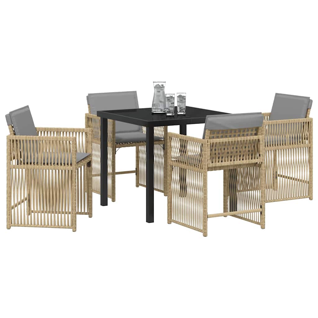 Tuin eettafelset 5 pcs Beige poly rattan is nu te koop bij PeponiXL, paradijselijk wonen!