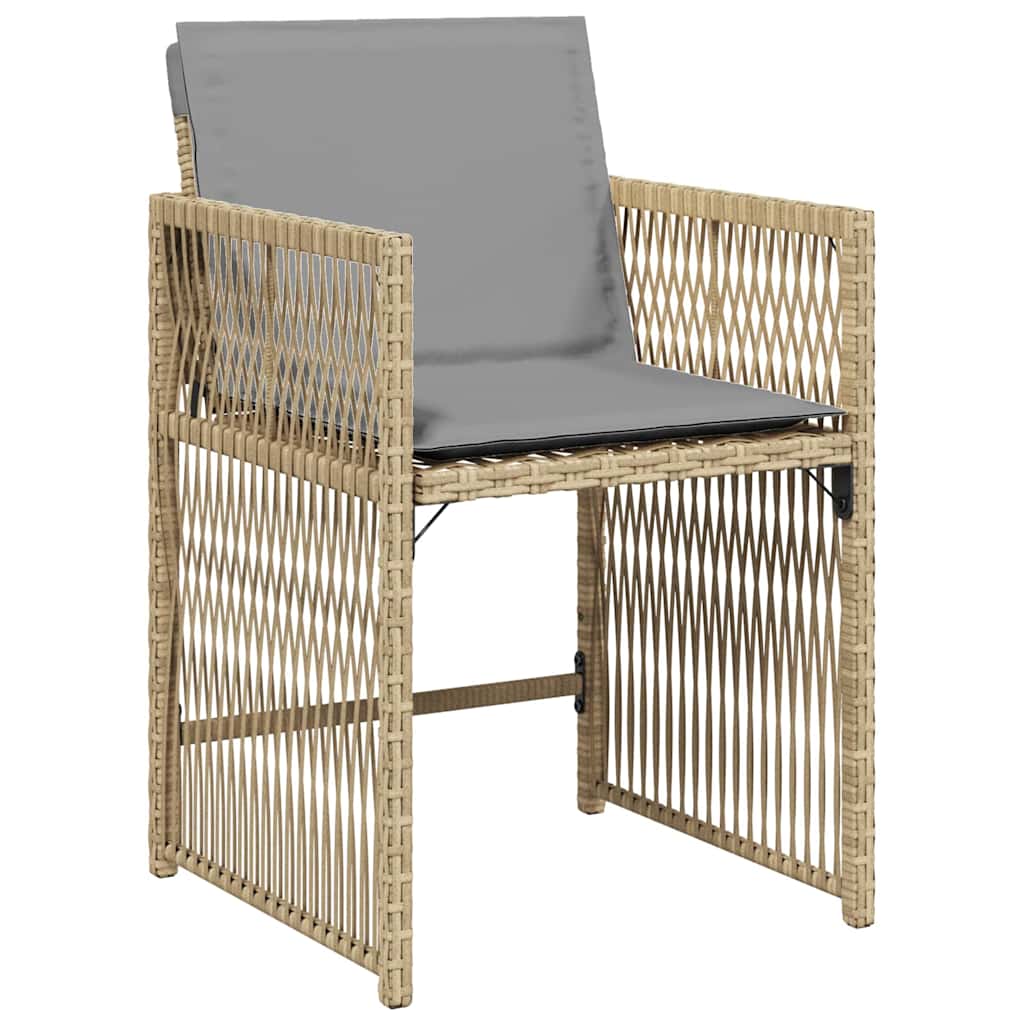 Tuin eettafelset 9 pcs Beige poly rattan is nu te koop bij PeponiXL, paradijselijk wonen!