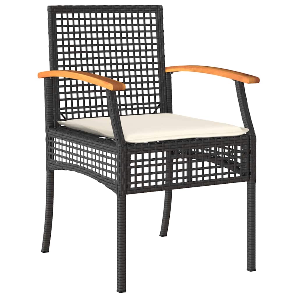 Tuin eettafelset met kussen 5 pcs Zwart Rattan is nu te koop bij PeponiXL, paradijselijk wonen!