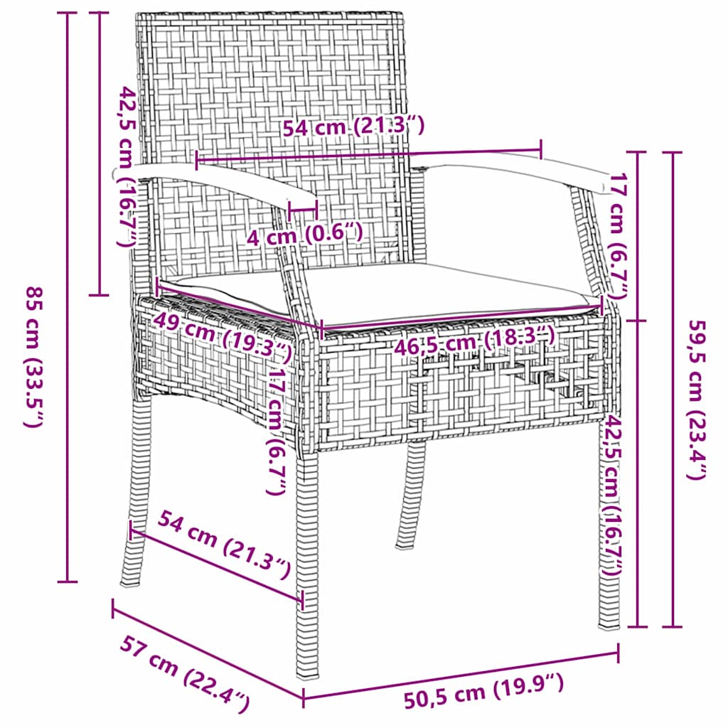 Tuin eettafelset met kussen 5 pcs Zwart Rattan is nu te koop bij PeponiXL, paradijselijk wonen!