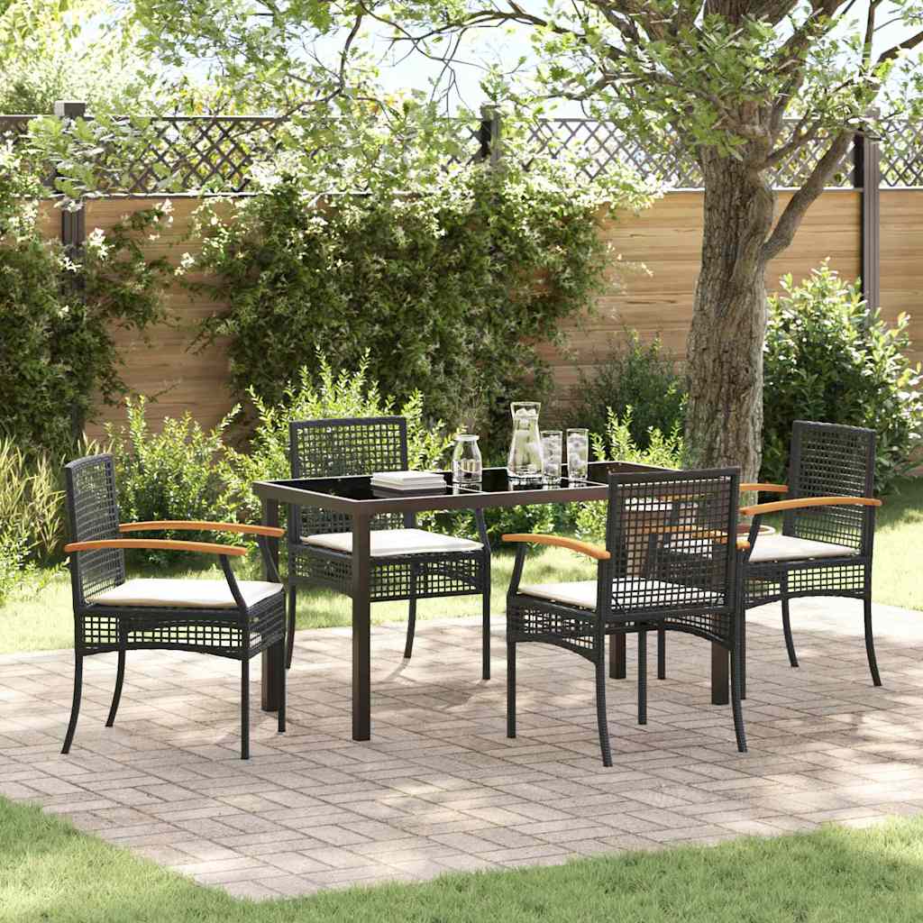 Tuin Eetset 5 pcs Zwart poly rattan is nu te koop bij PeponiXL, paradijselijk wonen!