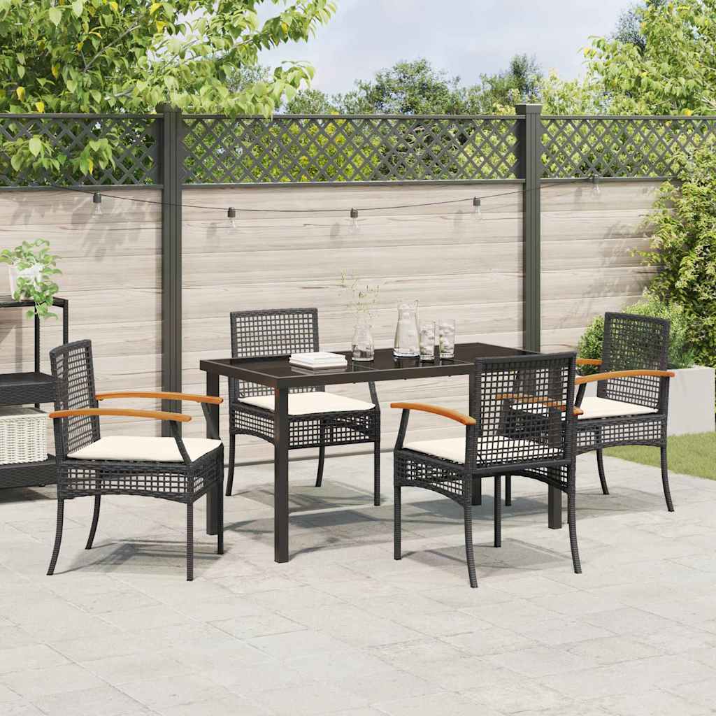 Tuin Eetset 5 pcs Zwart poly rattan is nu te koop bij PeponiXL, paradijselijk wonen!