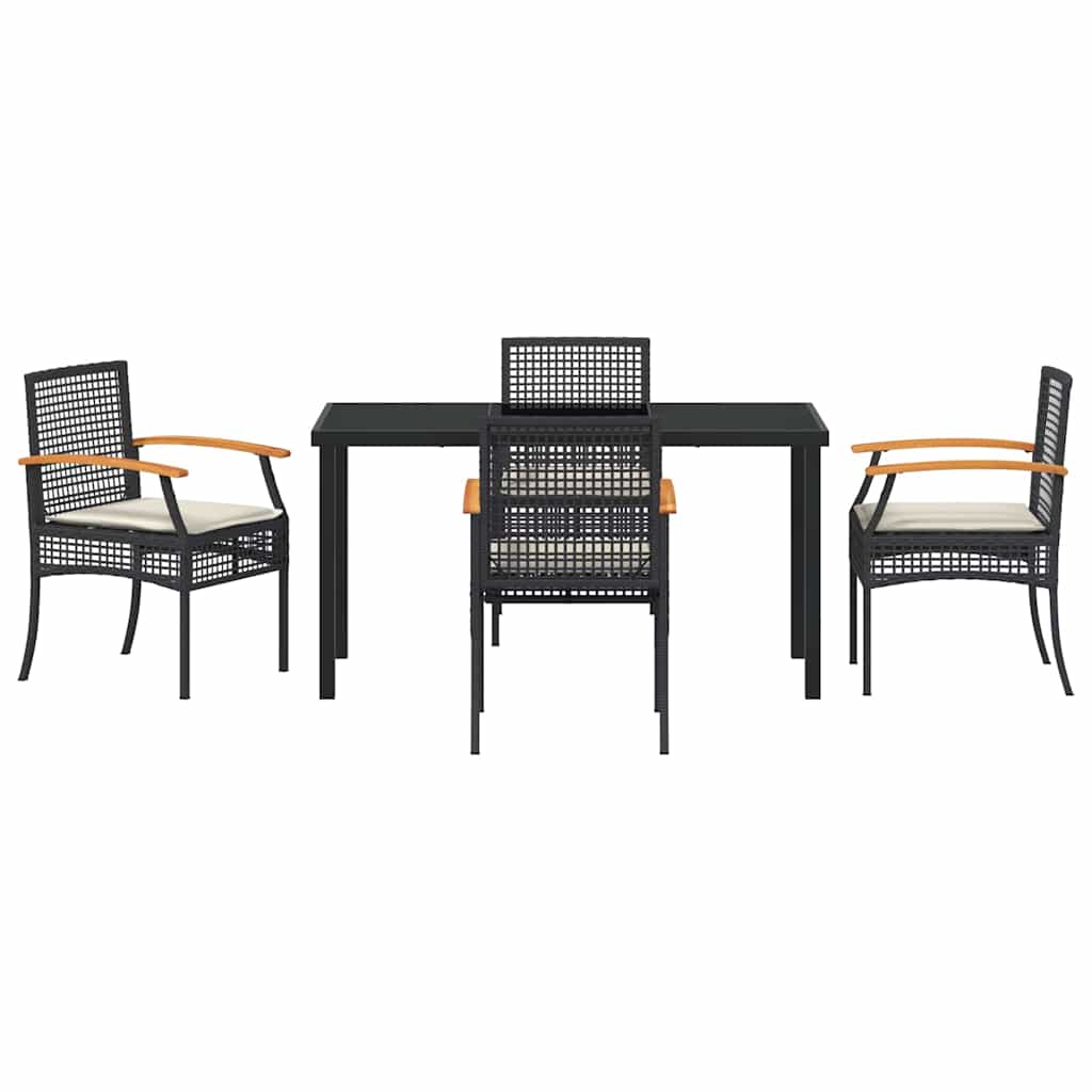 Tuin Eetset 5 pcs Zwart poly rattan is nu te koop bij PeponiXL, paradijselijk wonen!