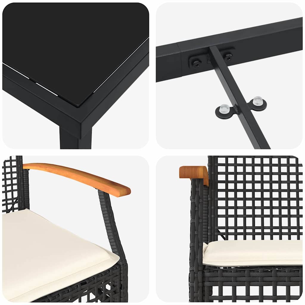 Tuin Eetset 7 pcs Zwart poly rattan is nu te koop bij PeponiXL, paradijselijk wonen!