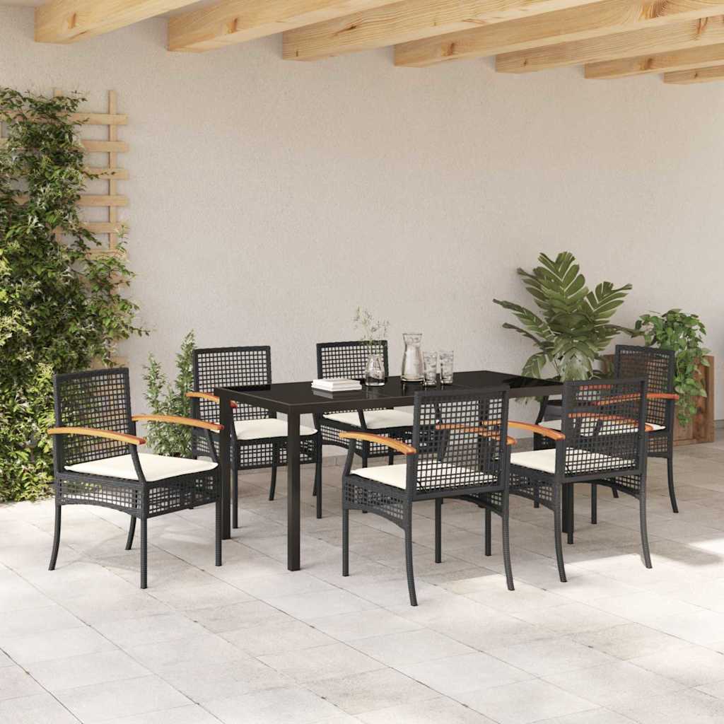 Tuin Eetset 7 pcs Zwart poly rattan is nu te koop bij PeponiXL, paradijselijk wonen!